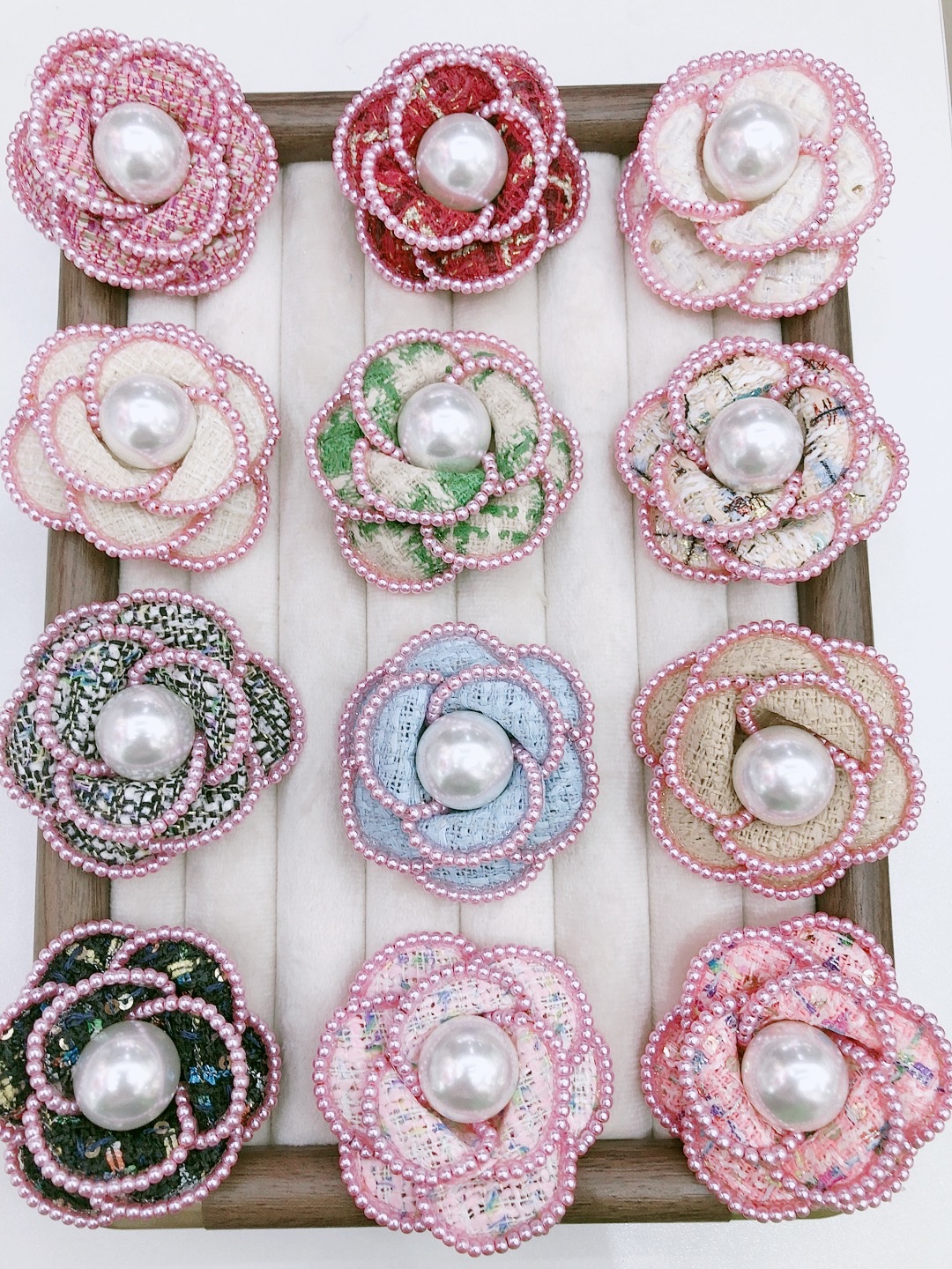 布艺山茶花玫瑰配件 DIY手工饰品材料创意摆件装饰详情图1