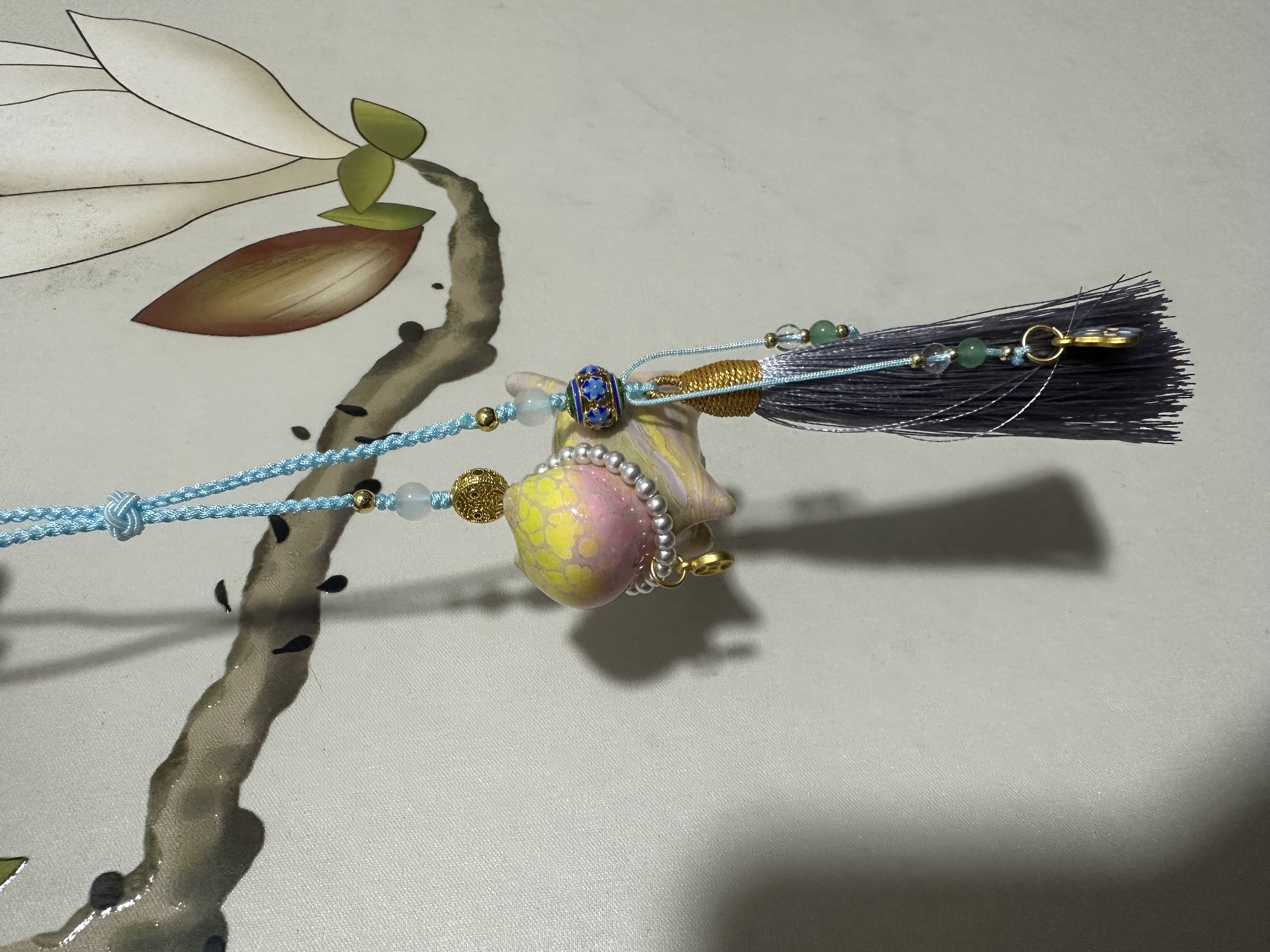 Original hand-painted lacquer Zhaomimao pendant and decorative item details Picture