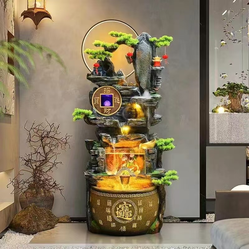 The water flow bonsai, air humidification, gift, home decoration and furniture, LED light, atomizer, cloud mist, magnesium oxide fiberglass reinforced plastic, auxiliary material, resin main material, carving and mold, high-end water flow craftsmanship masterpiece detail image 4
