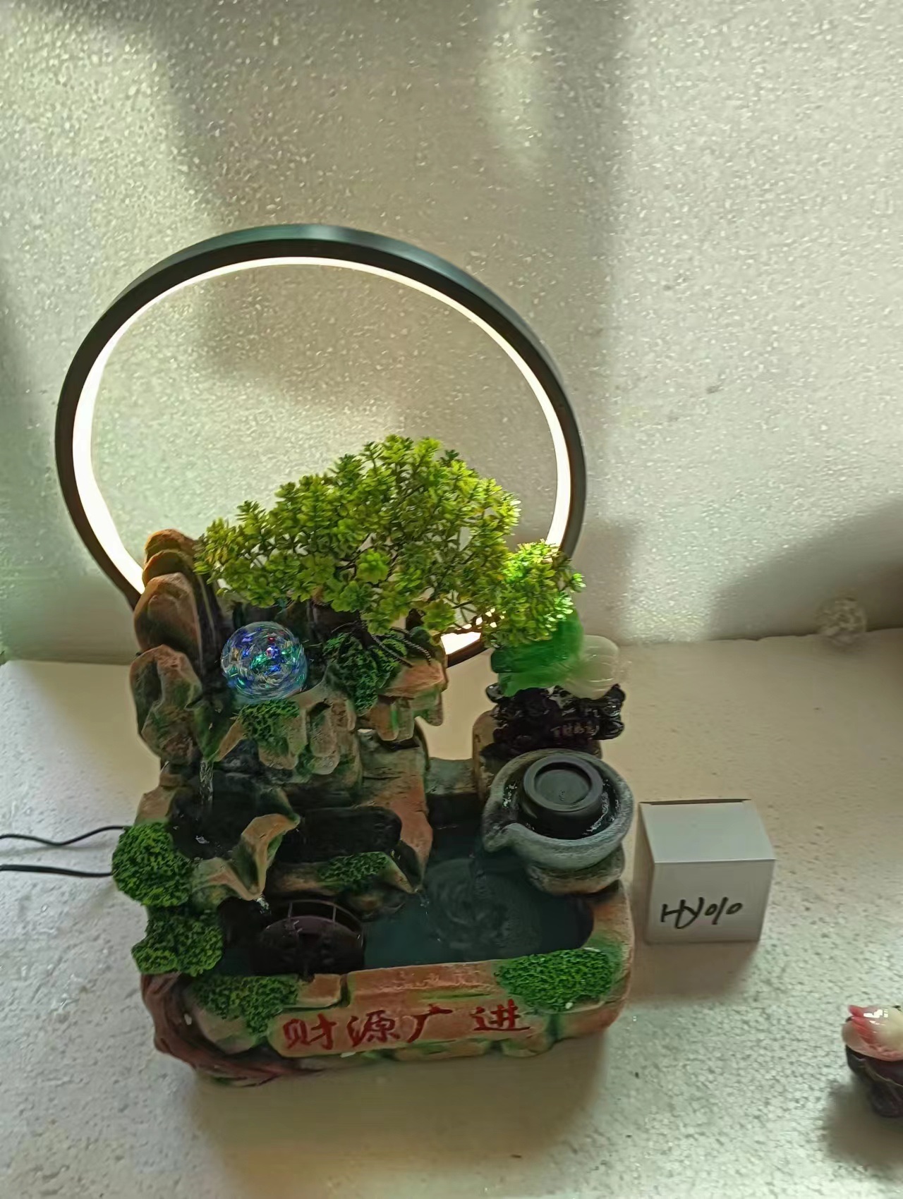 树脂流水假山喷泉摆件小摆件小摆件树脂假山风水轮风水球