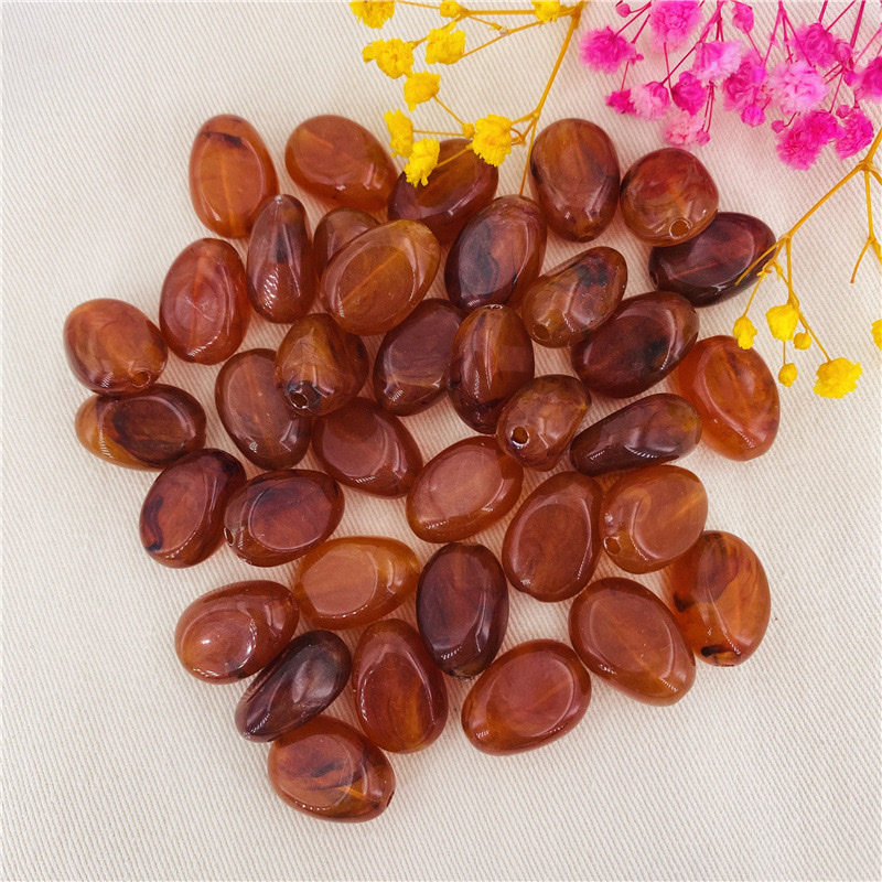 Wholesale 13*18mm two-color acrylic beads, stone-like loose beads, string beads, decorative bracelets, necklaces, DIY jewelry accessories, beads, string beads, loose beads Specification image