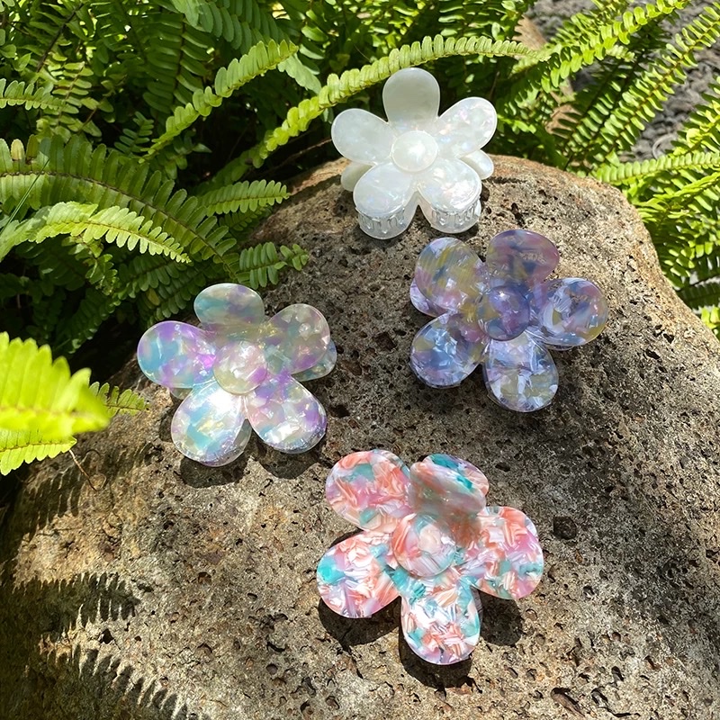 【大花朵抓夹】醋酸发夹大号法式鲨鱼夹人鱼姬发抓后脑勺头饰