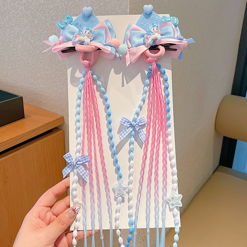 My Little Pony children's hairpins, cute cartoon bow hairpins, girl's popular gradient headwear, baby side clips Item Picture