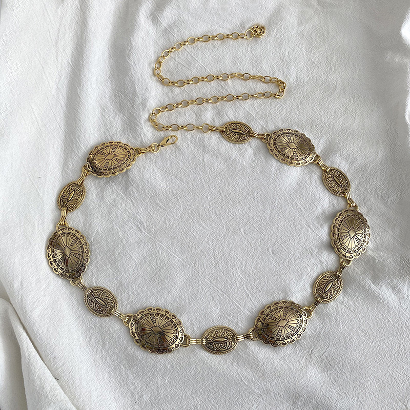 新款雕花几何复古腰链女士跨境金属优雅百搭西部经典厂家现货直销 细节图
