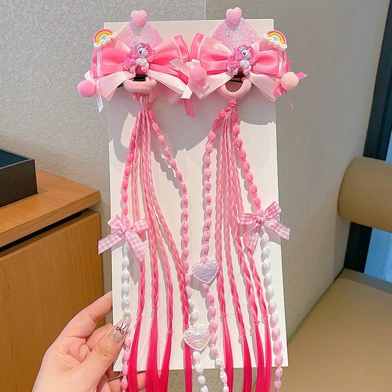 My Little Pony children's hairpins, cute cartoon bow hairpins, girl's popular gradient headwear, baby side clips Application Scenario