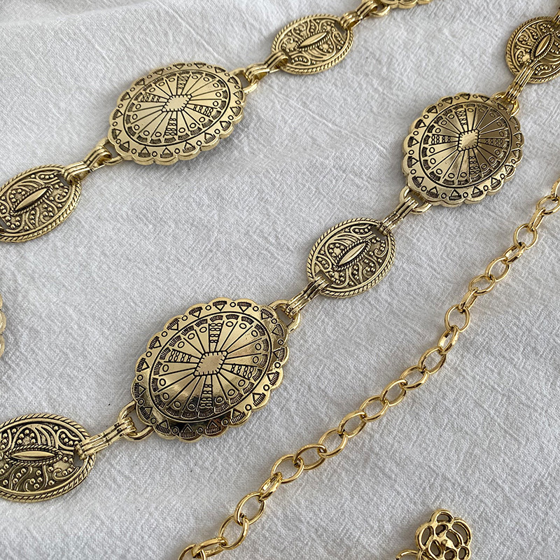 新款雕花几何复古腰链女士跨境金属优雅百搭西部经典厂家现货直销 详情图6