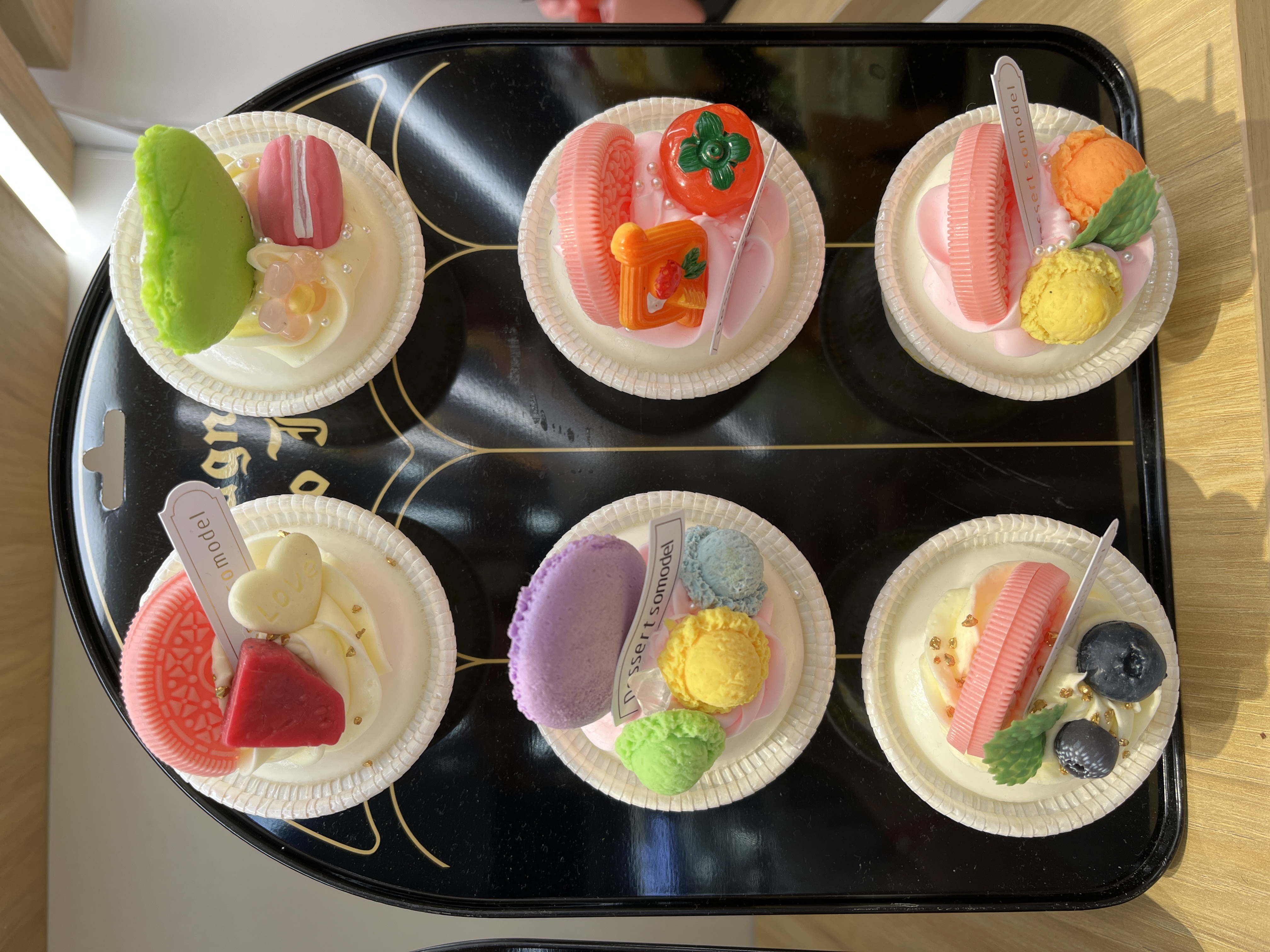Pastry chef simulation macaron triangle cake Paper cup Macaron cup refrigerator sticker Home decoration food and play detail image 3