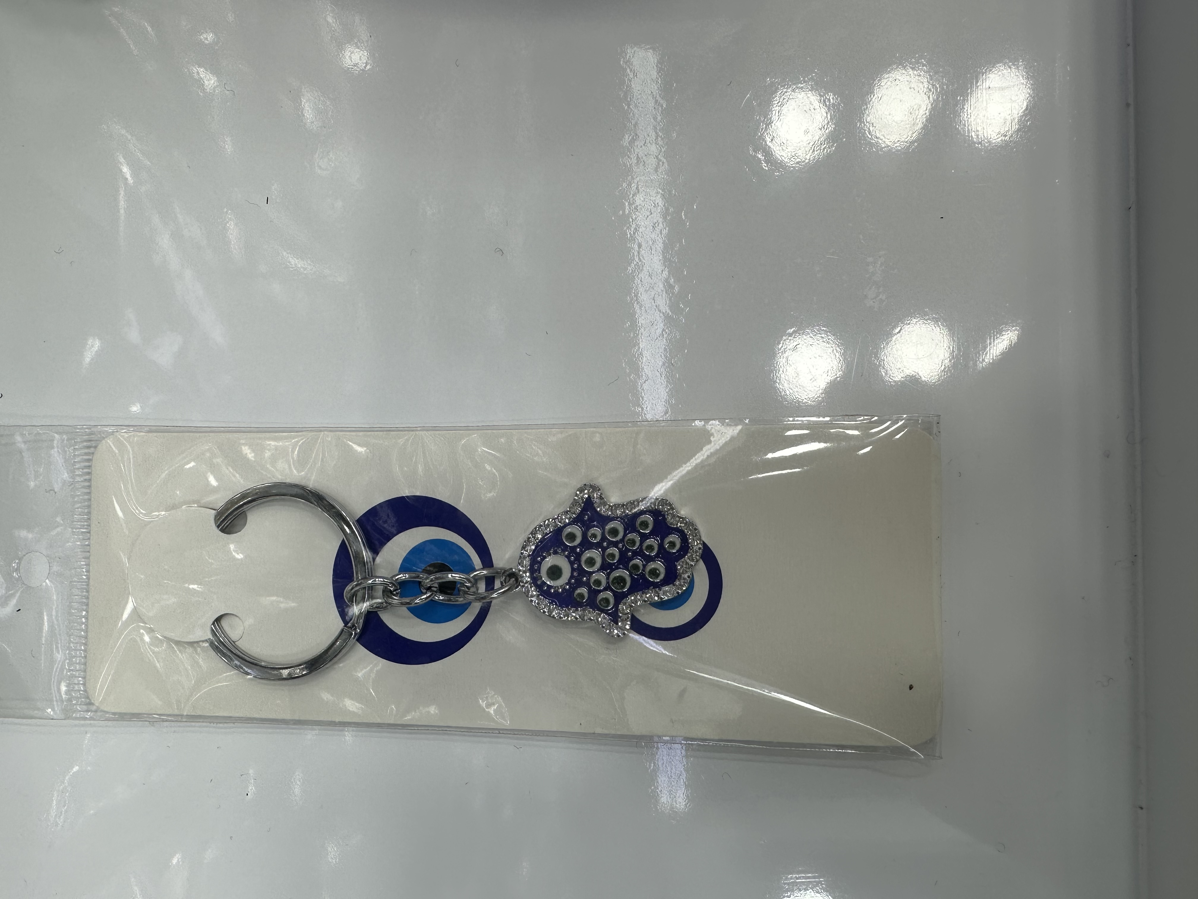 机车风格钥匙扣 小包设计珍珠链装饰 创意挂件潮流配饰 恶魔之眼