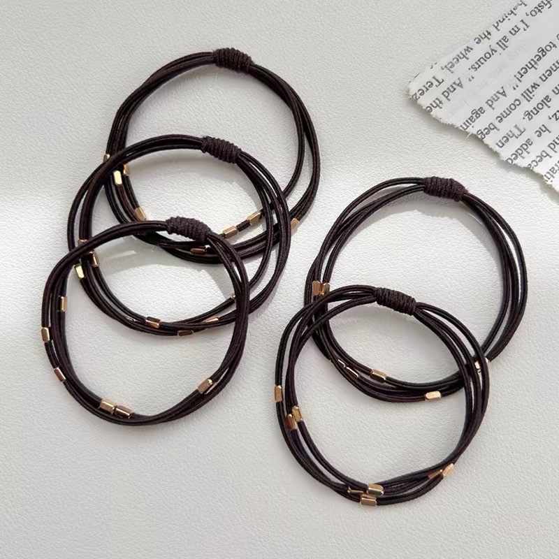 2025 New style hair tie, small rubber band hair band, women's hair tie, crystal imitation headwear, rubber band leather case, simple adult headwear, women's patchwork, simple and fashionable hair band, women's patchwork, simple and fashionable hair band, Korean version detail image 4