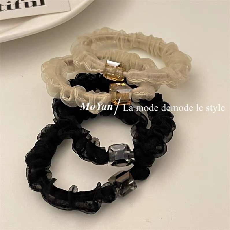 Super fairy hair tie, Organza rubber band, women's hair band 2023 new style, popular bun head, simple small intestine circle headwear, women's simple and fashionable hair band, women's simple and fashionable hair band Specification image