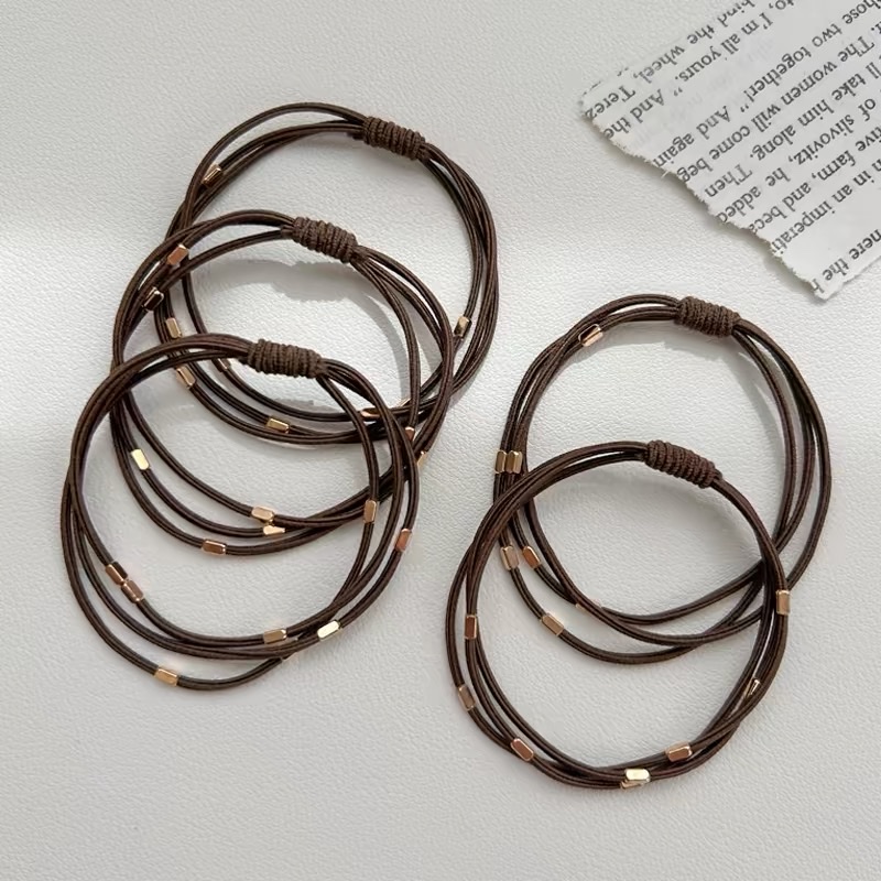 2025 New style hair tie, small rubber band hair band, women's hair tie, crystal imitation headwear, rubber band leather case, simple adult headwear, women's patchwork, simple and fashionable hair band, women's patchwork, simple and fashionable hair band, Korean version detail image 5