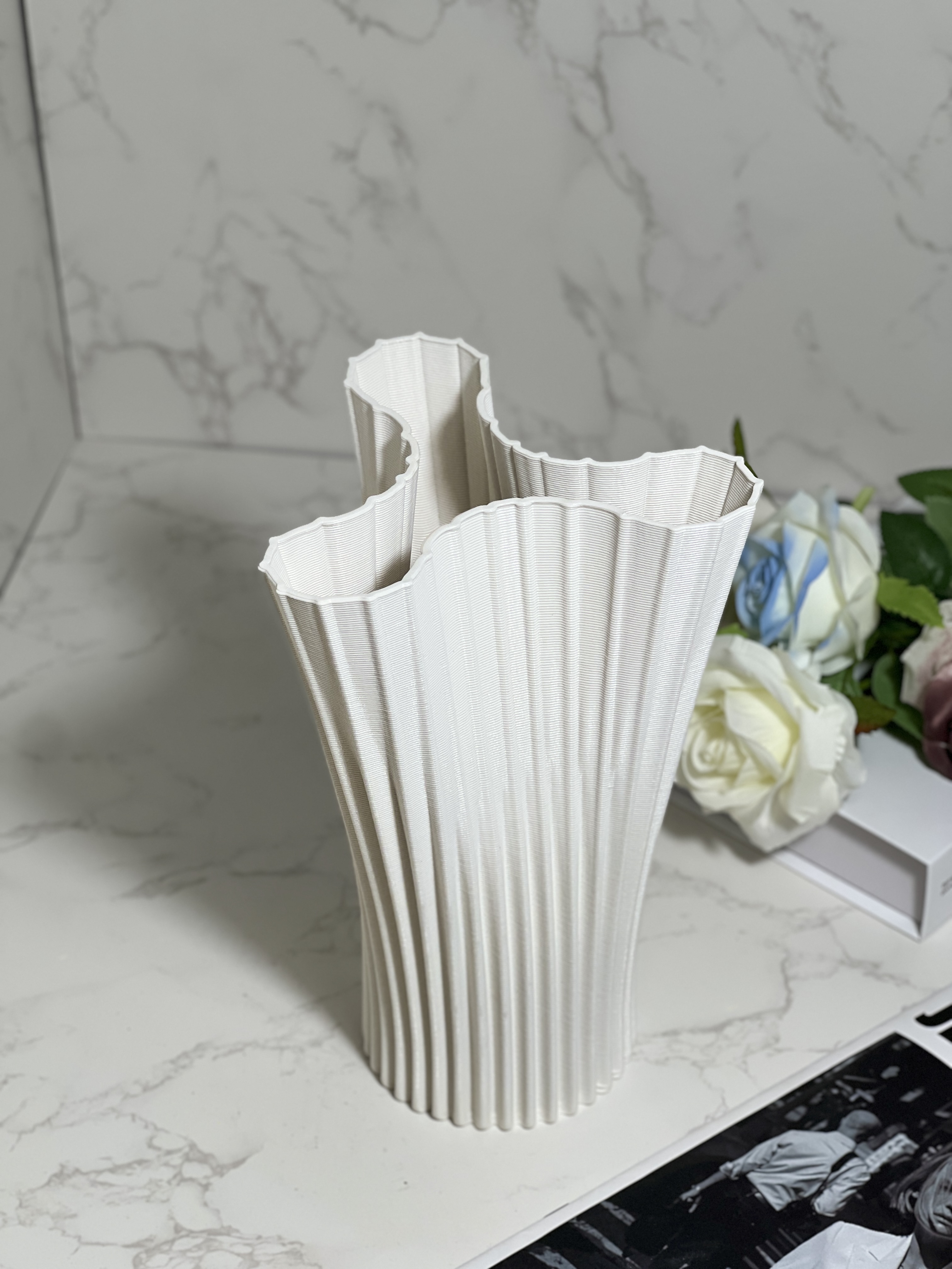 北欧创意3D打印陶瓷花瓶现代简约家居摆件客厅饰品轻奢高档ins风陶瓷陶瓷花瓶