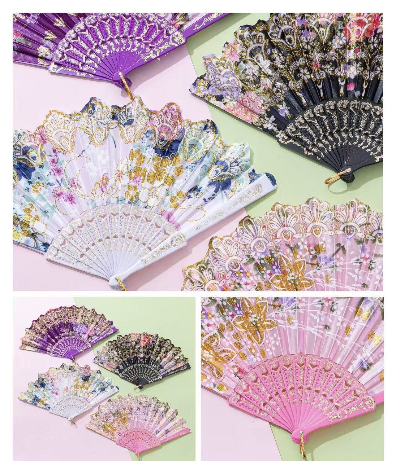 国潮风古风折扇手工团扇漆扇折叠扇便携精美装饰扇子舞蹈表演礼品