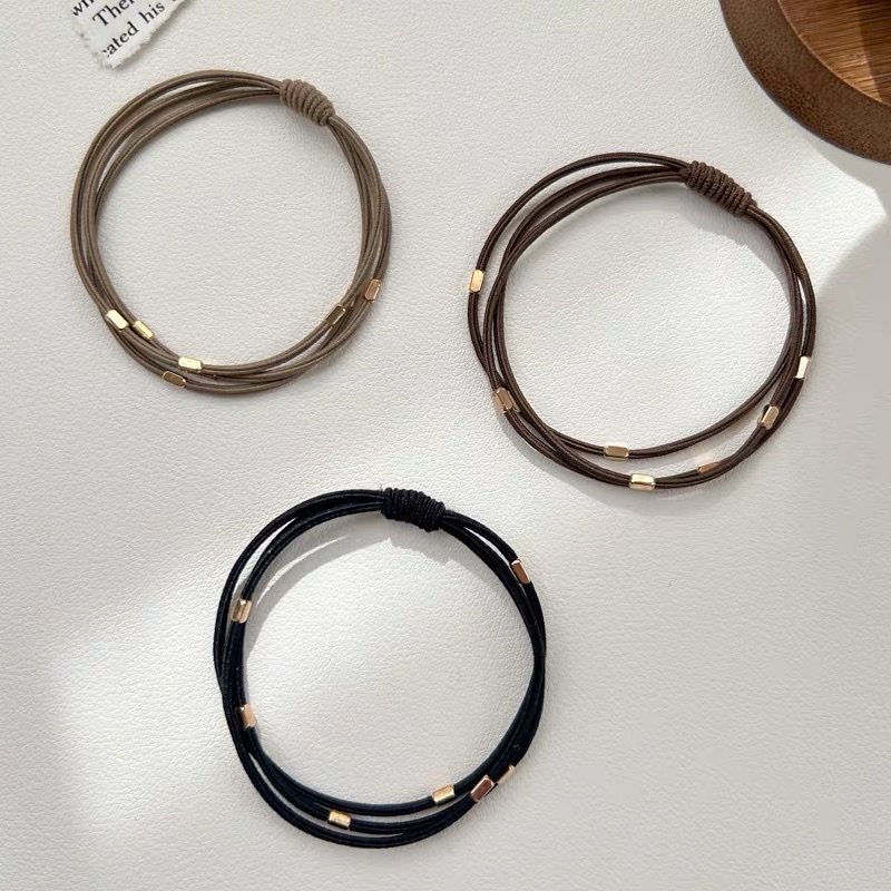 2025 New style hair tie, small rubber band hair band, women's hair tie, crystal imitation headwear, rubber band leather case, simple adult headwear, women's patchwork, simple and fashionable hair band, women's patchwork, simple and fashionable hair band, Korean version Specification image