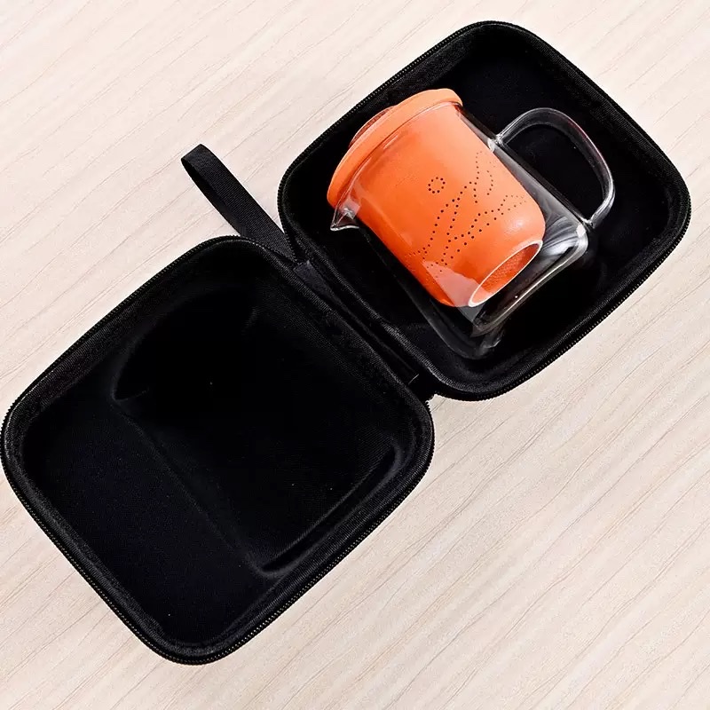 玻璃供道杯4小杯陶瓷茶具 户外便携茶具套装 茶具礼品装饰实用礼品批发白底实物图