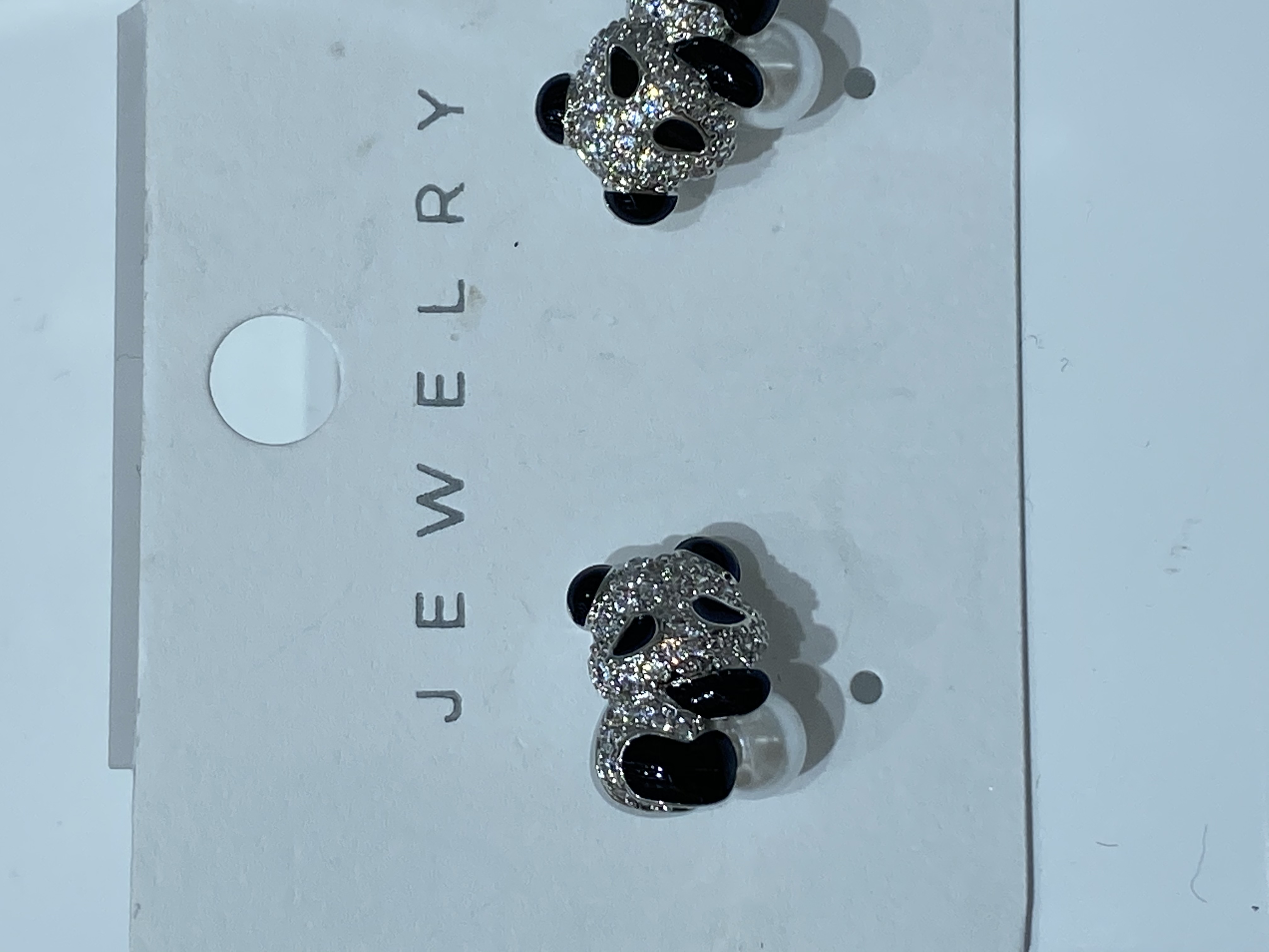 银针耳钉银配件 锆石珍珠耳环 时尚百搭耳饰 个性简约饰品 国宝熊猫耳环