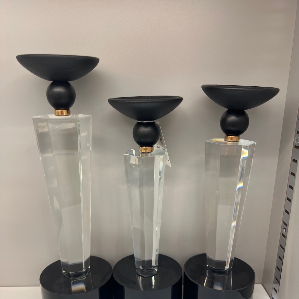 简约大气餐桌样板房酒柜卧室餐厅软装饰品摆件烛光晚餐道具水晶黑色实木蜡烛台产品图