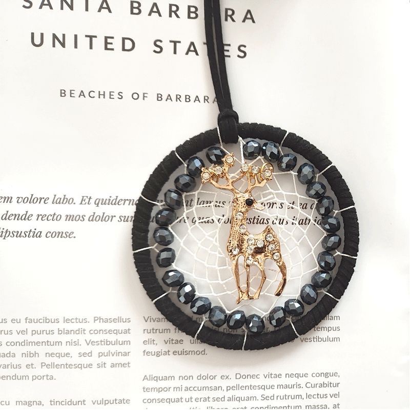 Original elk dreamcatcher car pendant woven feather Nordic home birthday gift creative wind chime gift pendant