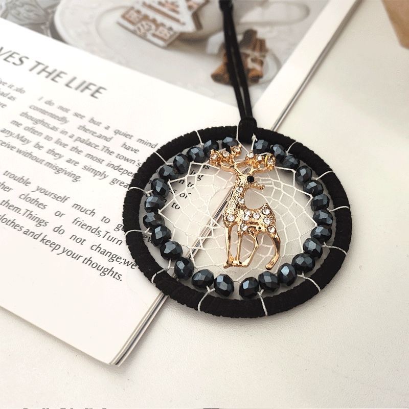 Original elk dreamcatcher car pendant woven feather Nordic home birthday gift creative wind chime gift pendant details Picture