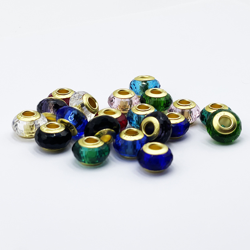 依链饰品新品潘家大孔珠算盘珠7*14diy手链配件贝壳五角星隔珠微镶锆石吊坠配件 diy手工材料摆件装饰创意设计diy详情图3