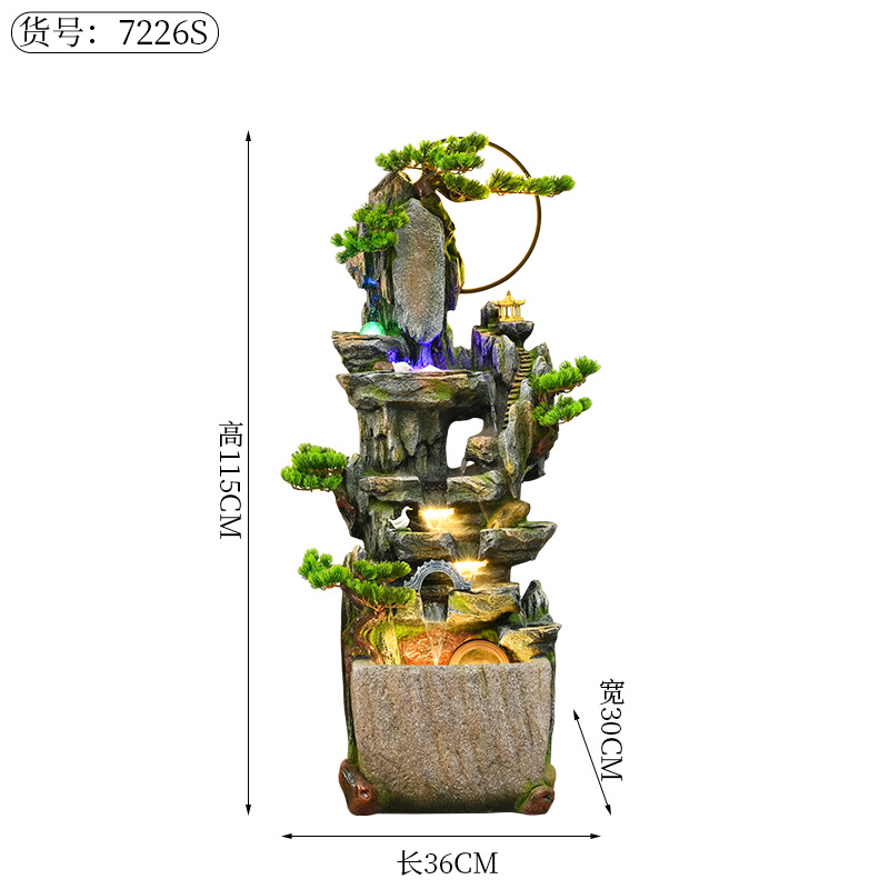 Resin water flow bonsai curtain wall, crystal ball, LED lamp, atomizer, water pump, magnesium oxide, fiberglass reinforced plastic, geometric patterns, high mountain water flow, artificial mountain bonsai, small bonsai, Buddha statue series, ceramic series, lamp ring, ironwork series details Picture