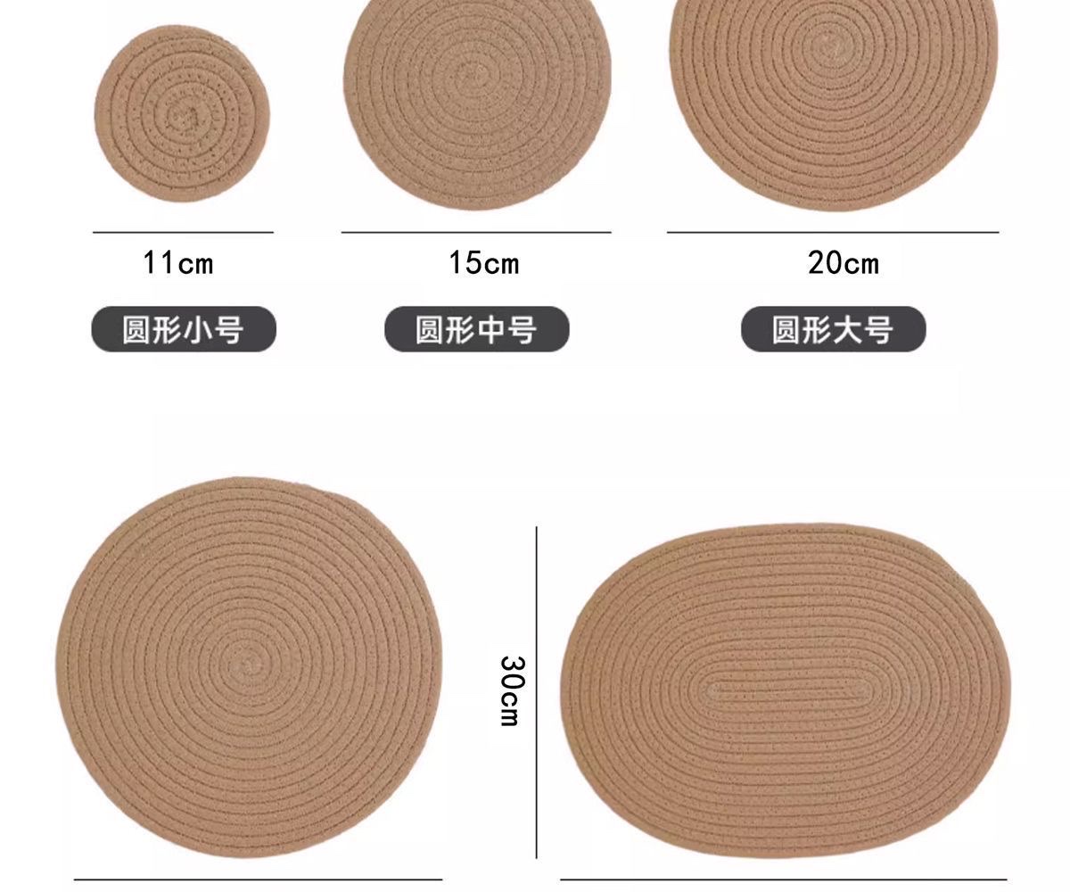 编织隔热垫西餐防烫碗垫防油隔热垫耐高温杯垫加厚可定制尺寸餐垫亚麻色棉绳材质详情图15
