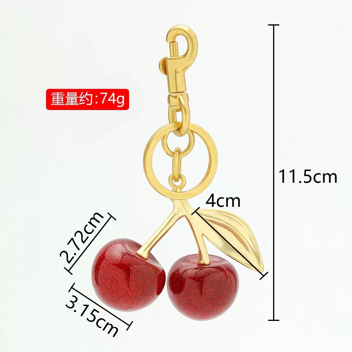 Cherry fruit bag pendants, cherry keychains, handbag pendants, creative ladies' gifts, car decorations Specification image