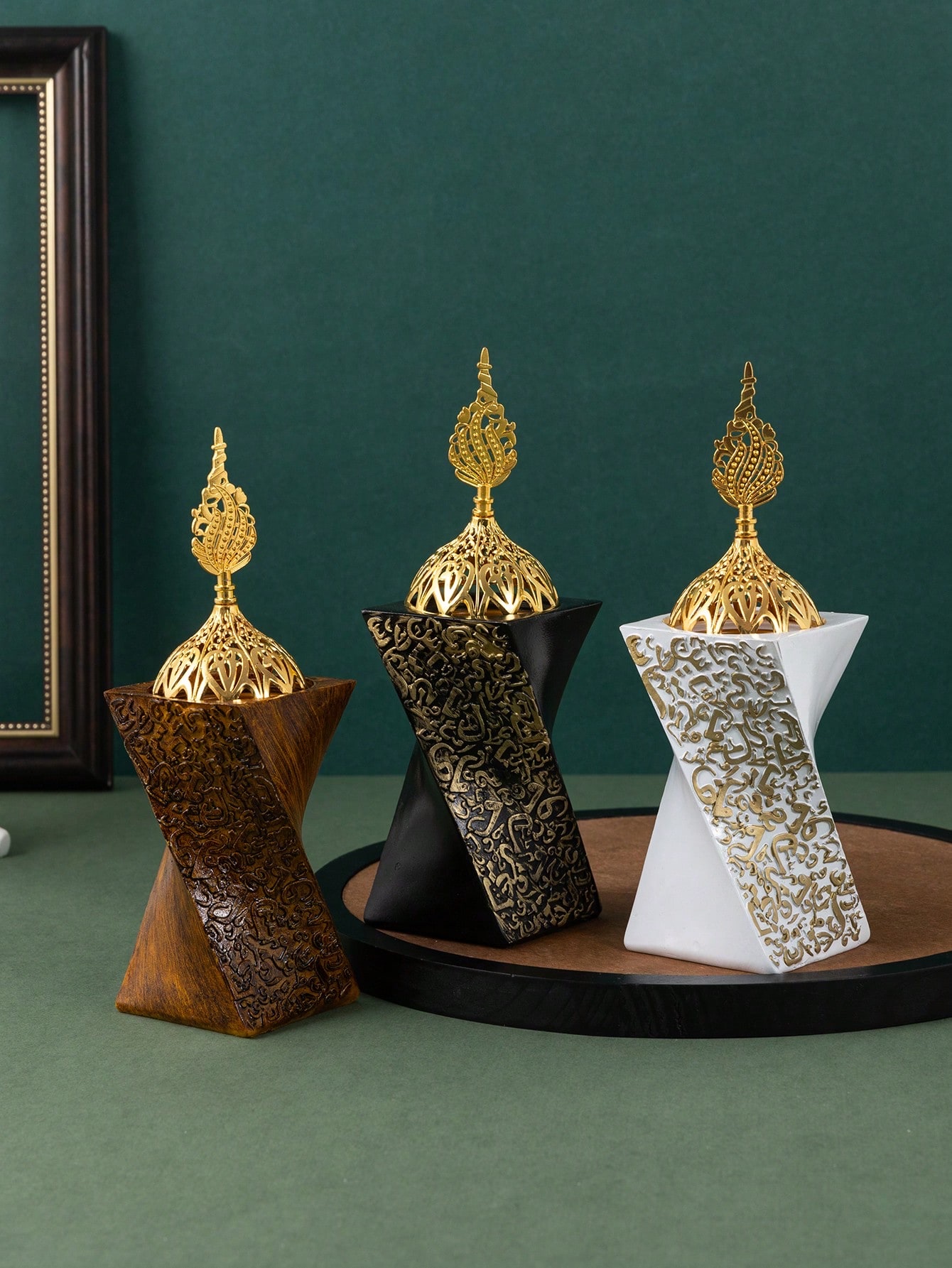 1PC树脂阿文祝福语 香炉摆件 阿拉伯香炉装饰摆件节日派对摆件