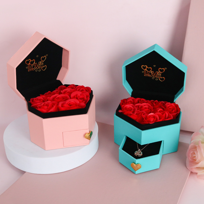 9 heart-shaped drawer gift boxes, Valentine's Day gift boxes, Mother's Day gift boxes, gift box packaging boxes details Picture