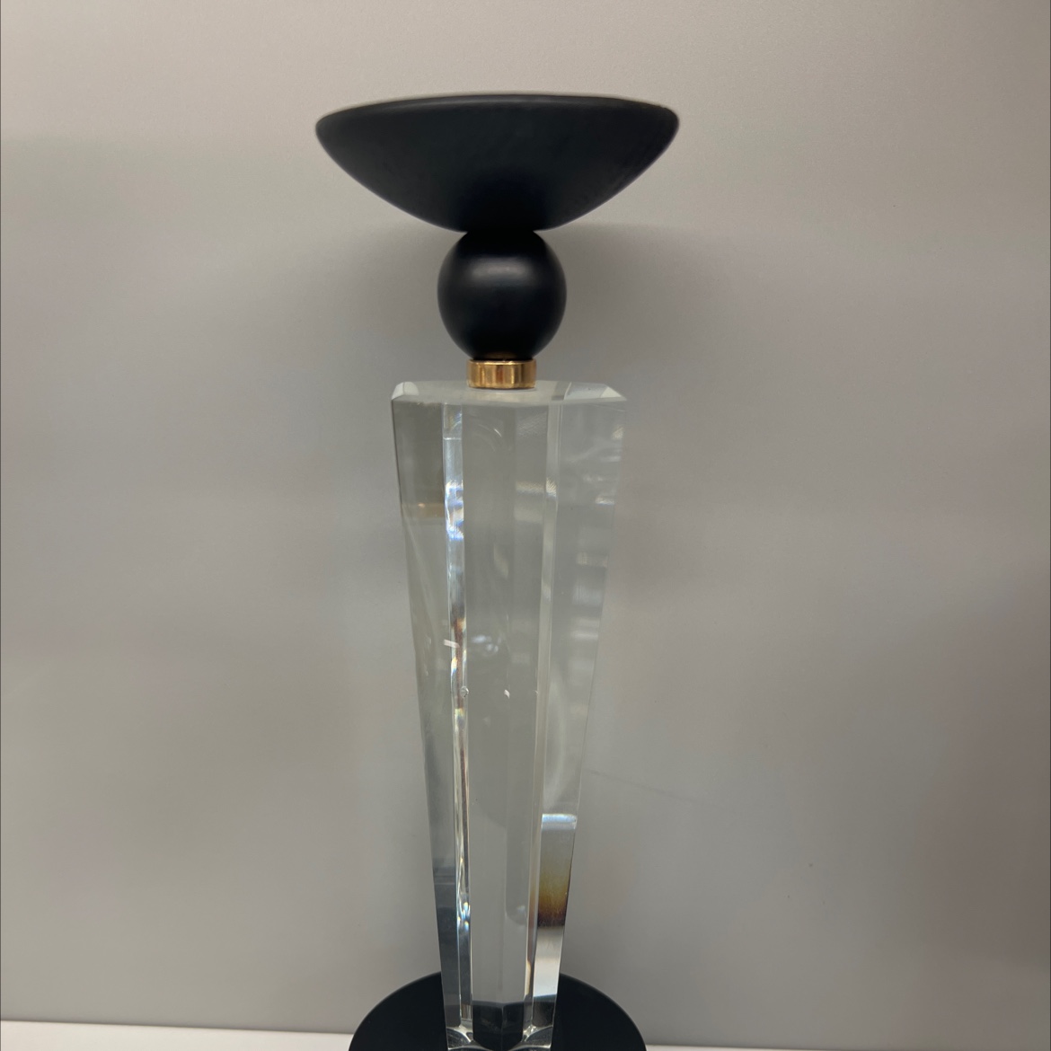 简约大气餐桌样板房酒柜卧室餐厅软装饰品摆件烛光晚餐道具水晶黑色实木蜡烛台详情图2