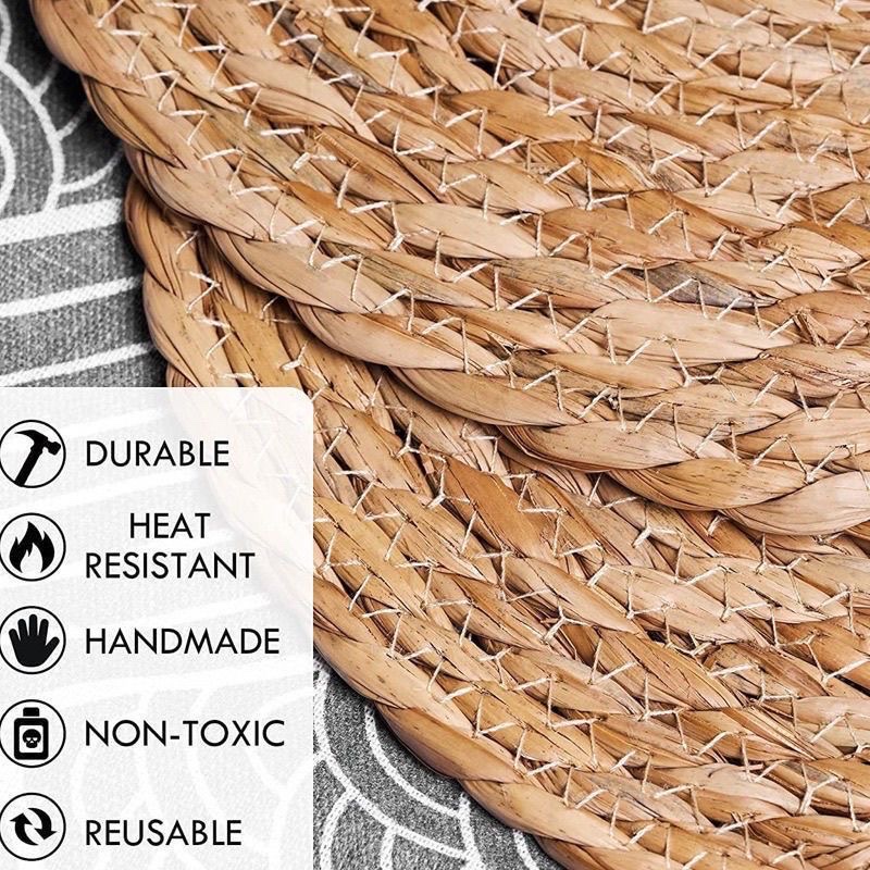 SyooHome高温隔热餐垫草编杯垫防油防烫隔热桌垫天然草编西餐垫隔热垫详情图3