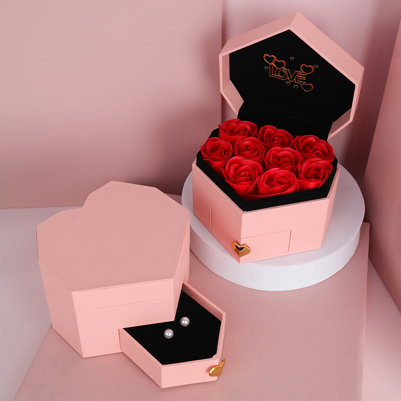 9 heart-shaped drawer gift boxes, Valentine's Day gift boxes, Mother's Day gift boxes, gift box packaging boxes detail image 6