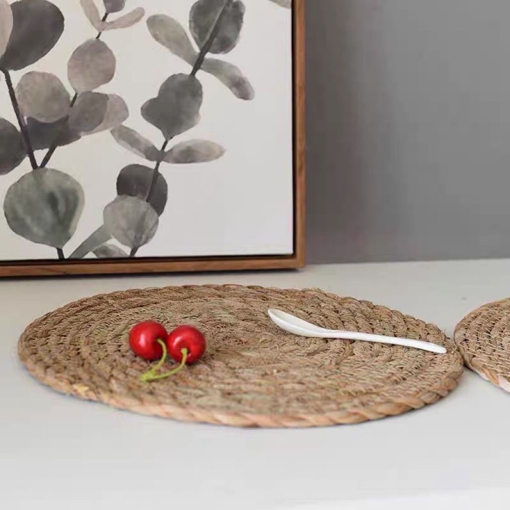 SyooHome高温隔热餐垫草编杯垫防油防烫隔热桌垫天然草编西餐垫隔热垫详情图8