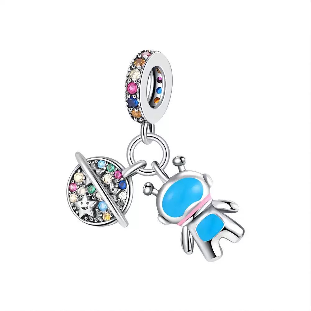 依链饰品新款贝壳五角星隔珠微镶锆石吊坠配件 diy手工材料摆件装饰创意设计diy潘家大孔珠小狗小猫吊坠高跟鞋细节图