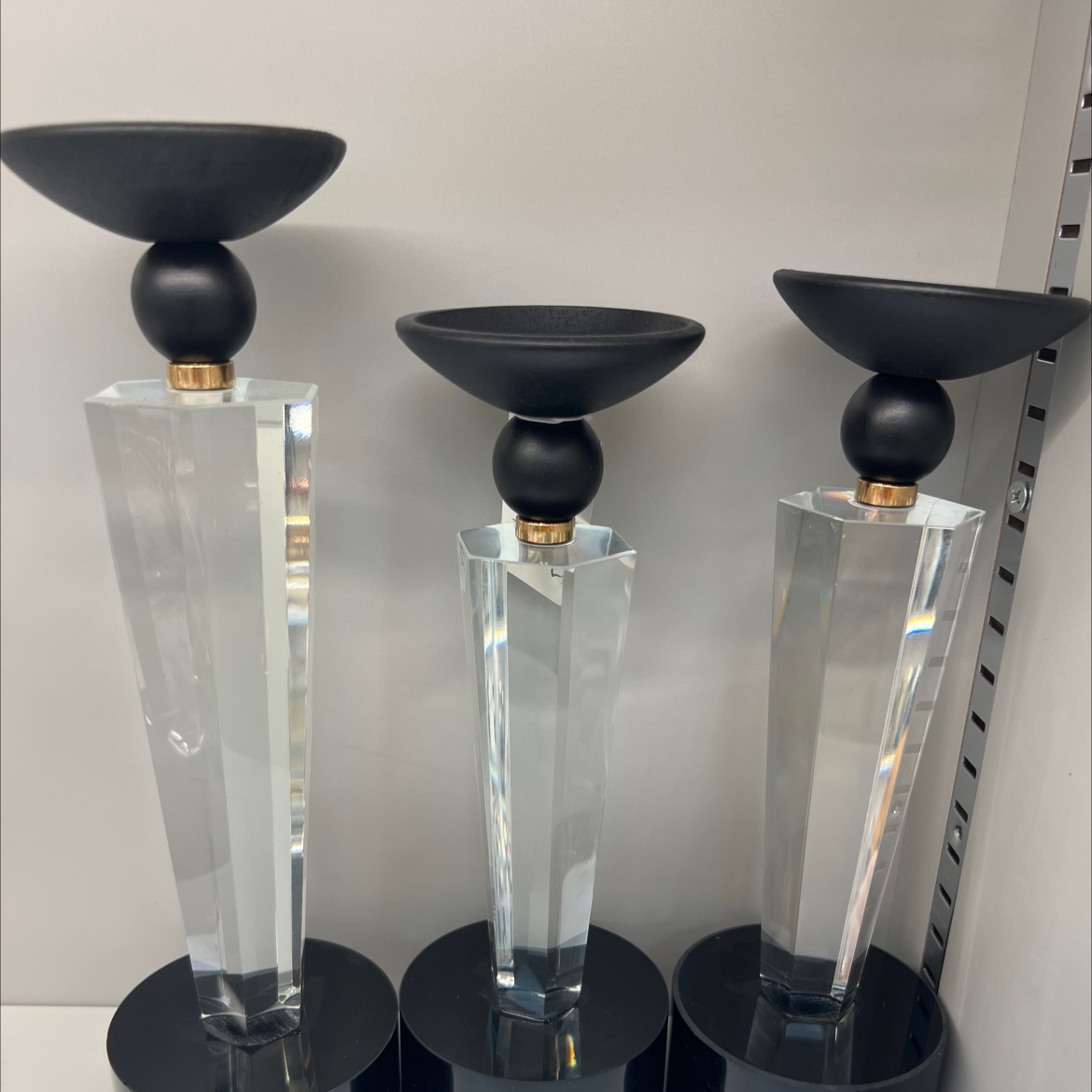 简约大气餐桌样板房酒柜卧室餐厅软装饰品摆件烛光晚餐道具水晶黑色实木蜡烛台详情图5