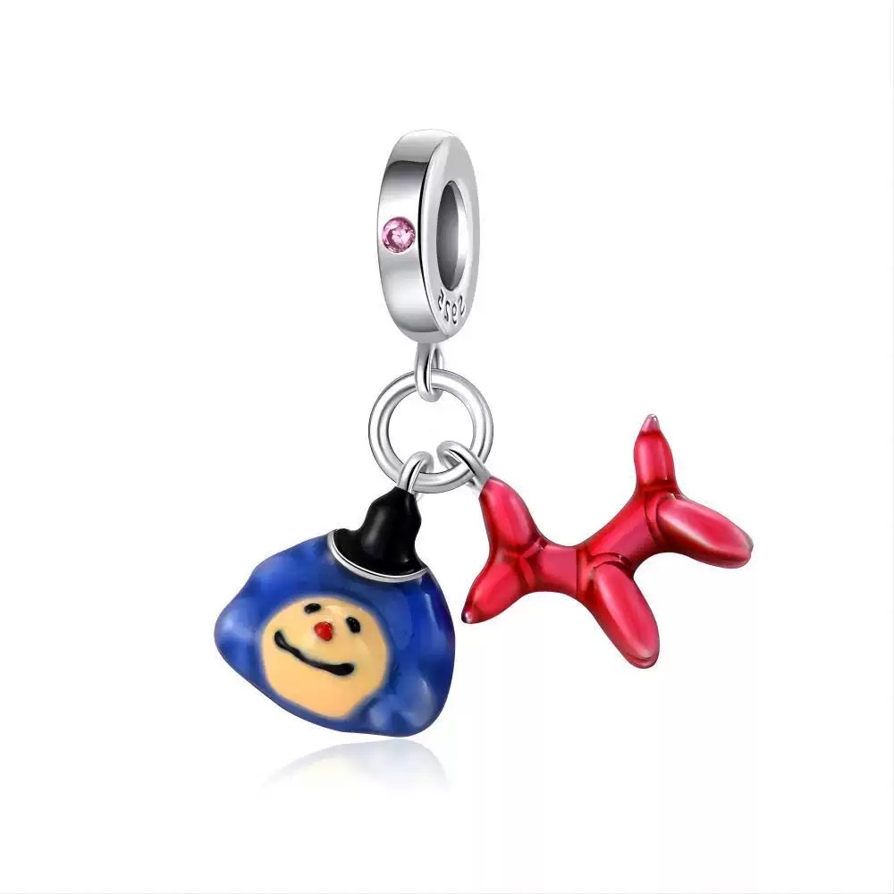 依链饰品新款贝壳五角星隔珠微镶锆石吊坠配件 diy手工材料摆件装饰创意设计diy潘家大孔珠小狗小猫吊坠高跟鞋产品图