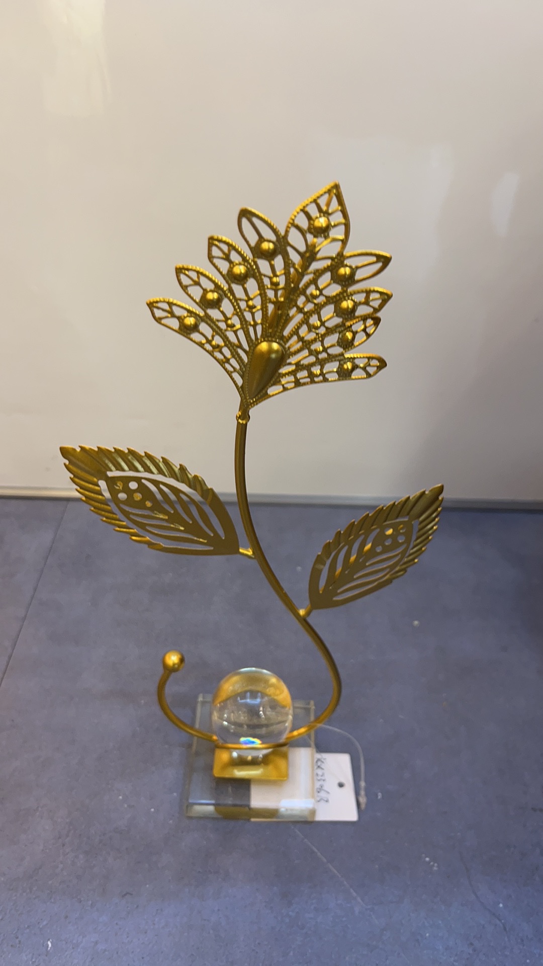 金色电镀铁艺水晶球家装，装饰摆件