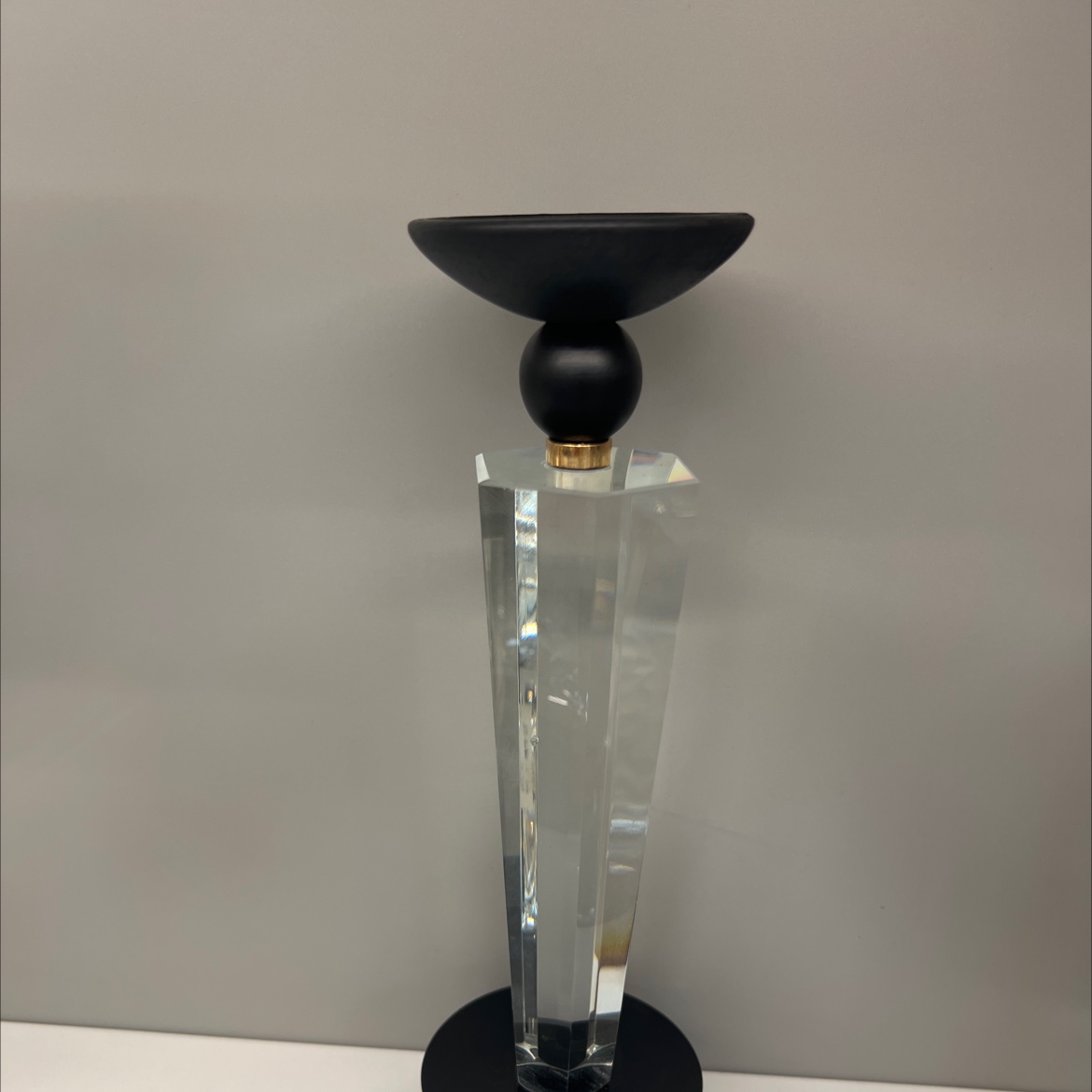 简约大气餐桌样板房酒柜卧室餐厅软装饰品摆件烛光晚餐道具水晶黑色实木蜡烛台细节图