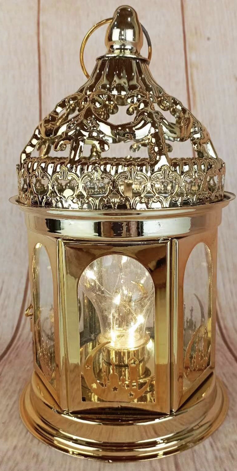 电镀金色7271皇冠屋顶带LED窗花贴阿拉伯风格铁片