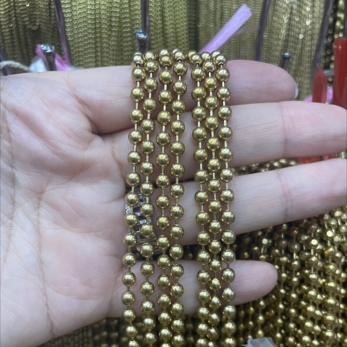 3.2BBC 3.2 Semi-finished round bead chain necklace can be electroplated for DIY details Picture