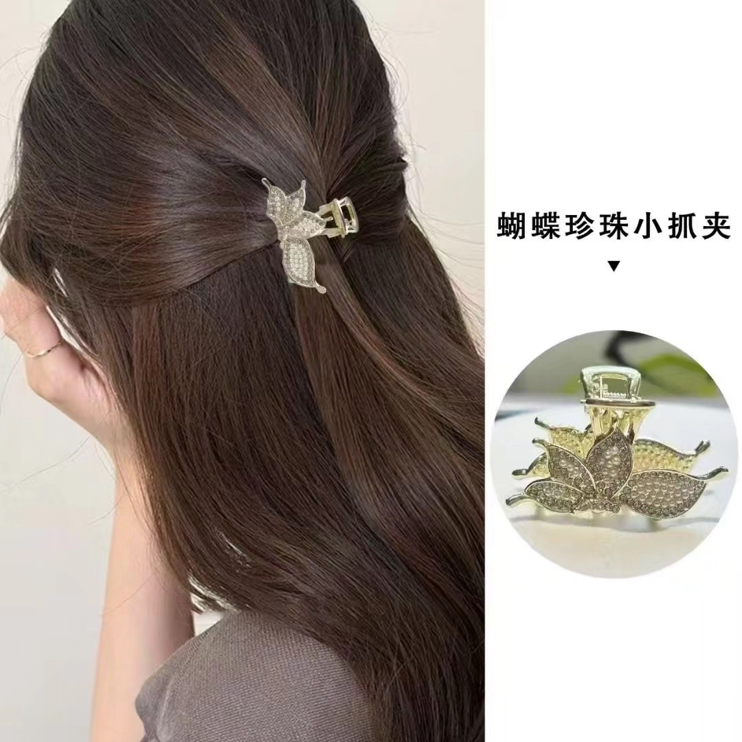 Butterfly hairpin, high-end hair clip, women's hair clip, exquisite hair clip, semi-tied hair, new shark hairpin headwear details Picture