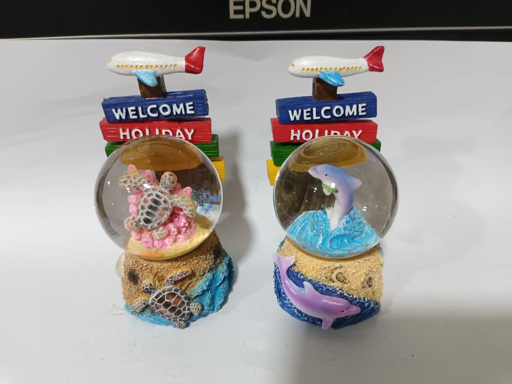 水晶树脂摆件 水晶球装饰 水晶沙滩海龟鱼创意家居摆件 精美礼品水晶球