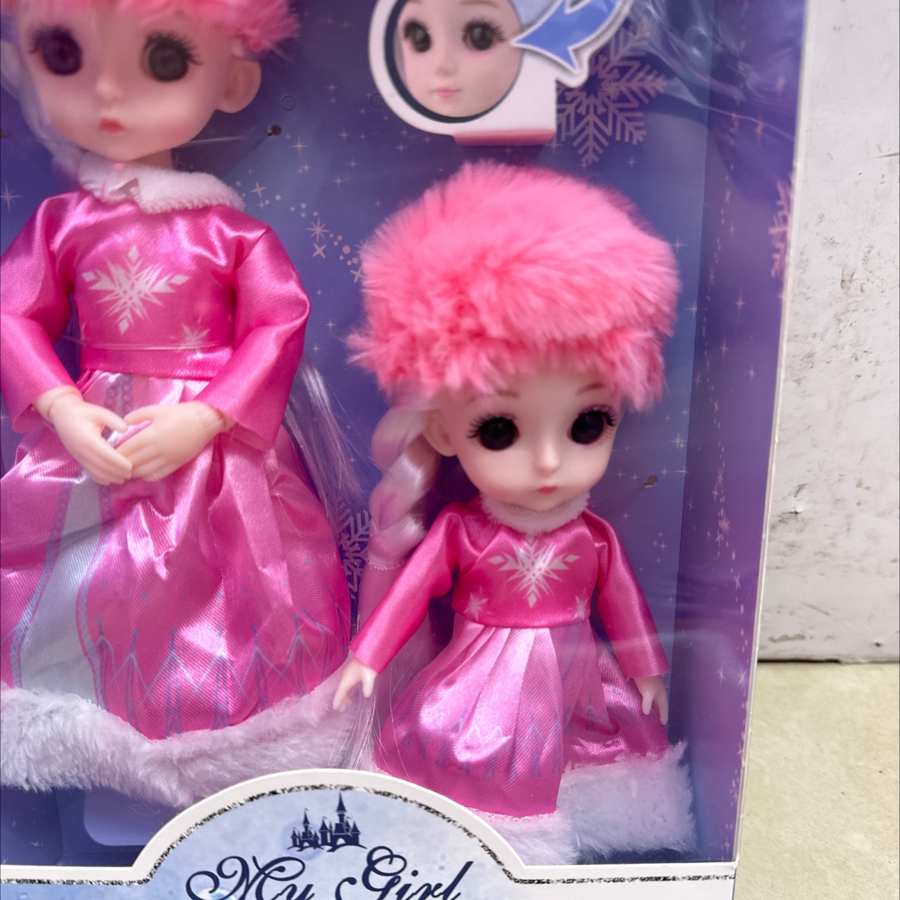 母女亲子系列。关节可活动。冬款加帽子，3D 眼睛时尚套装玩具细节图