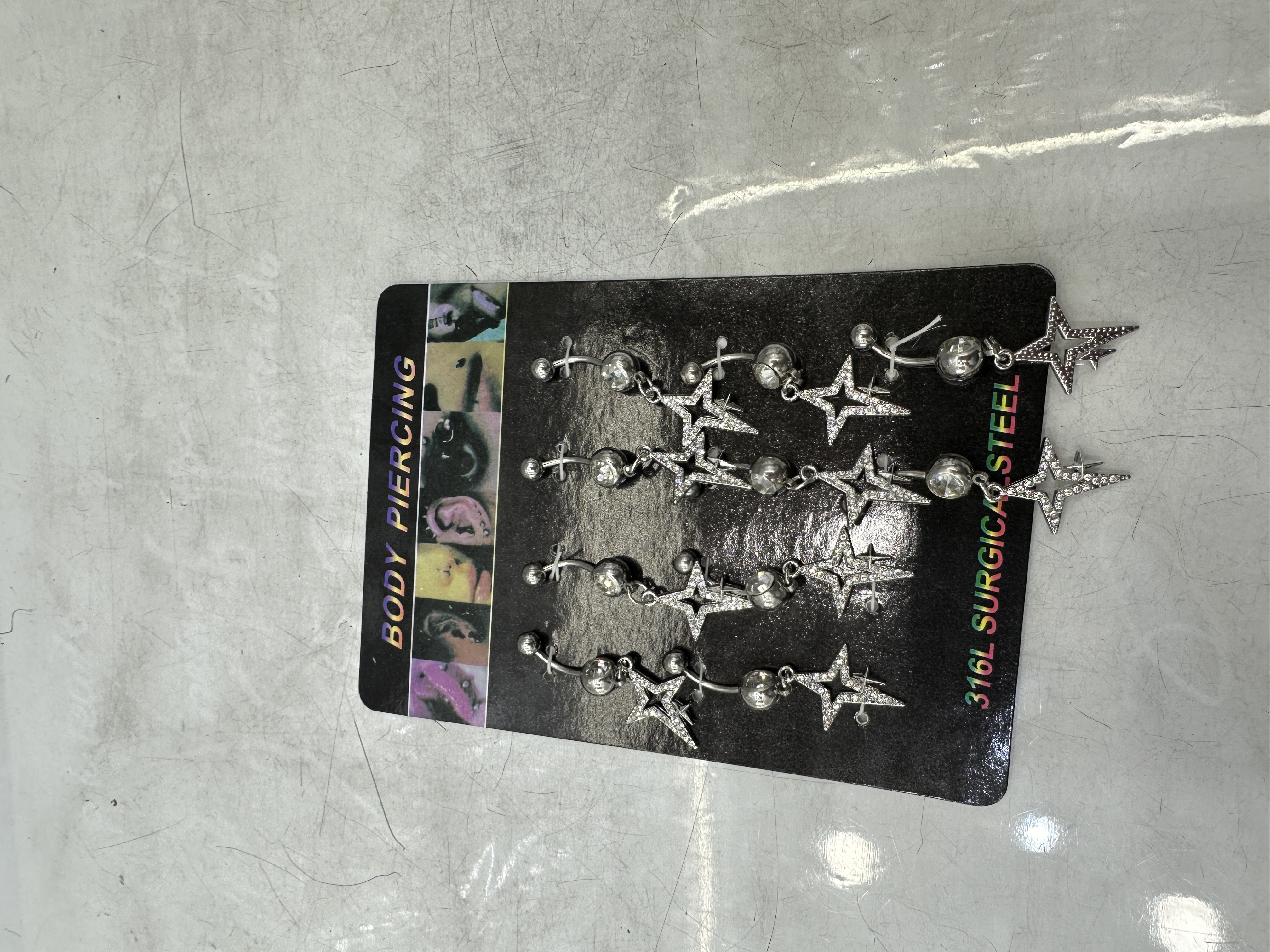 锆石四芒星吊坠耳钉无耳洞耳饰 时尚百搭轻便饰品 男女通用潮流设计饰品饰品