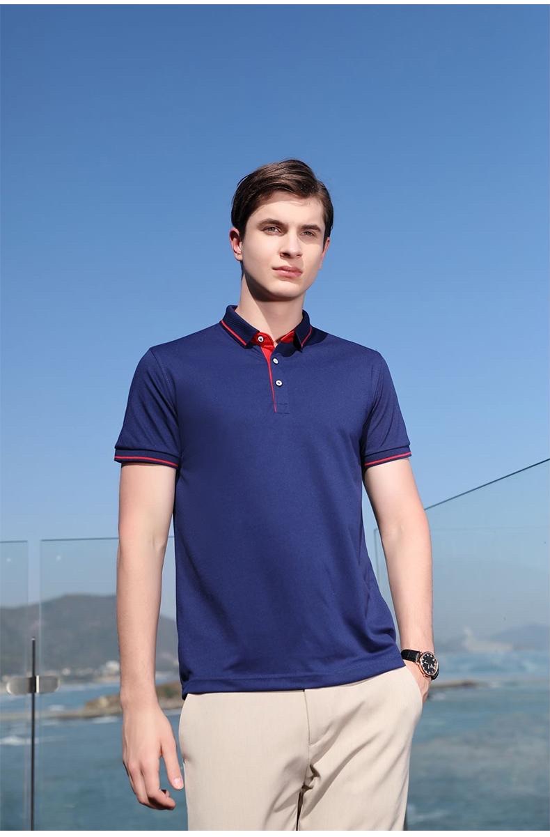 Customized 1878 striped collar Sello imitation cotton advertising shirt men's short-sleeved casual sportswear FG can be cross-border customized Polo shirt work clothes details Picture