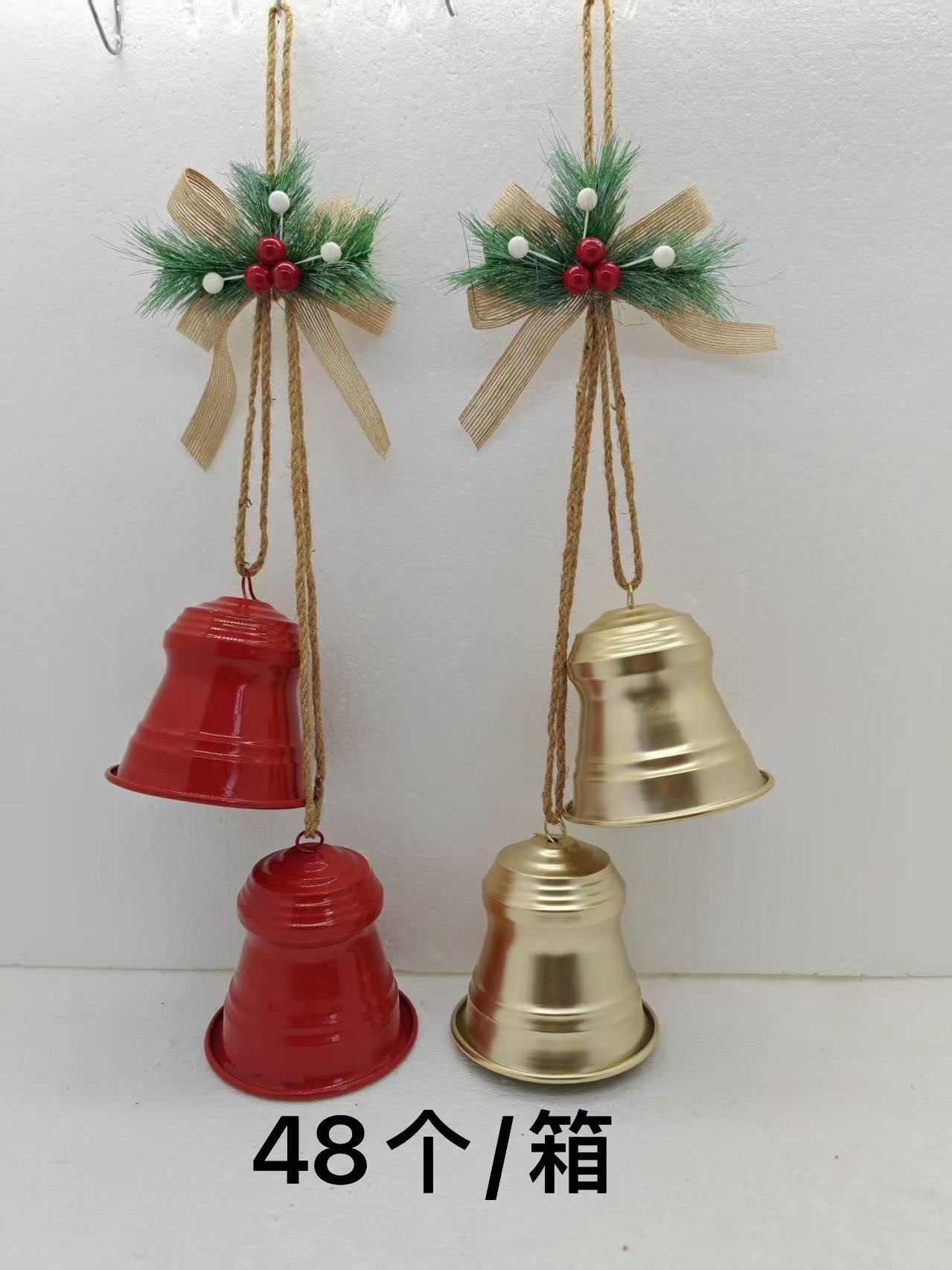 圣诞铃铛装饰玩偶一字开口小铃铛铃铛配件礼仪带创意节日装饰用品圣诞2个大铃铛 圣诞铃铛