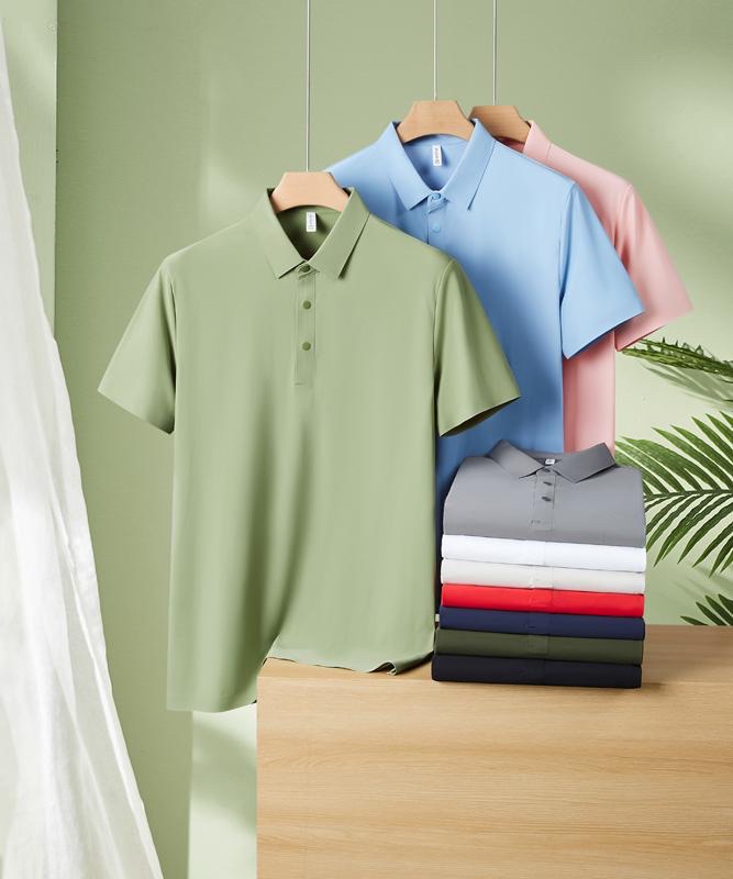 High-end luxury Polo shirt advertisement, ice-skin seamless lapel Polo T-shirt customization FG8990Polo shirt logo, cross-border available full figure