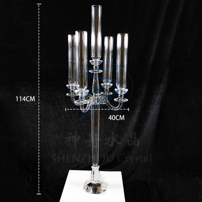 五头透明高档水晶烛台 婚庆道具酒店家居摆件装饰水晶k9水晶详情图2