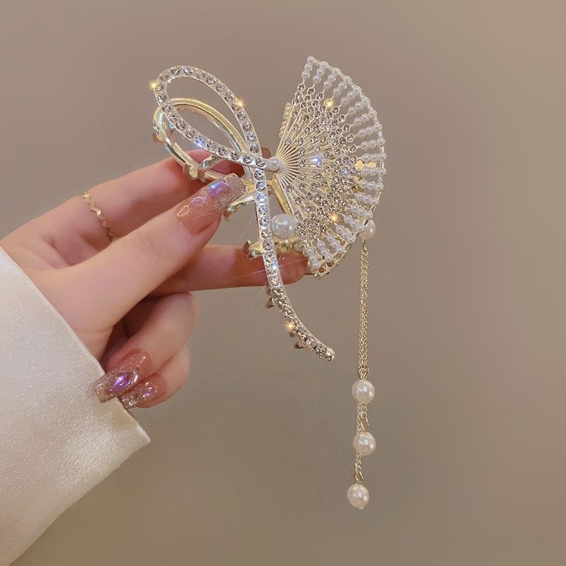 亚克力新娘头饰皮筋发饰 时尚简约婚礼造型头饰 精致耐用百搭饰品精致半扎发小抓夹水钻蝴蝶结发夹头饰刘海夹子中号顶夹女小巧发