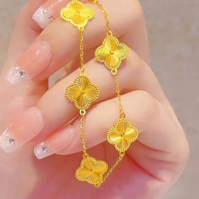 四叶草手链五花四叶草送女友闺蜜生日情人节礼物高级感轻奢首饰品手链